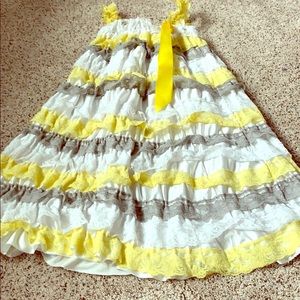 Grey white and yellow little girls dress
